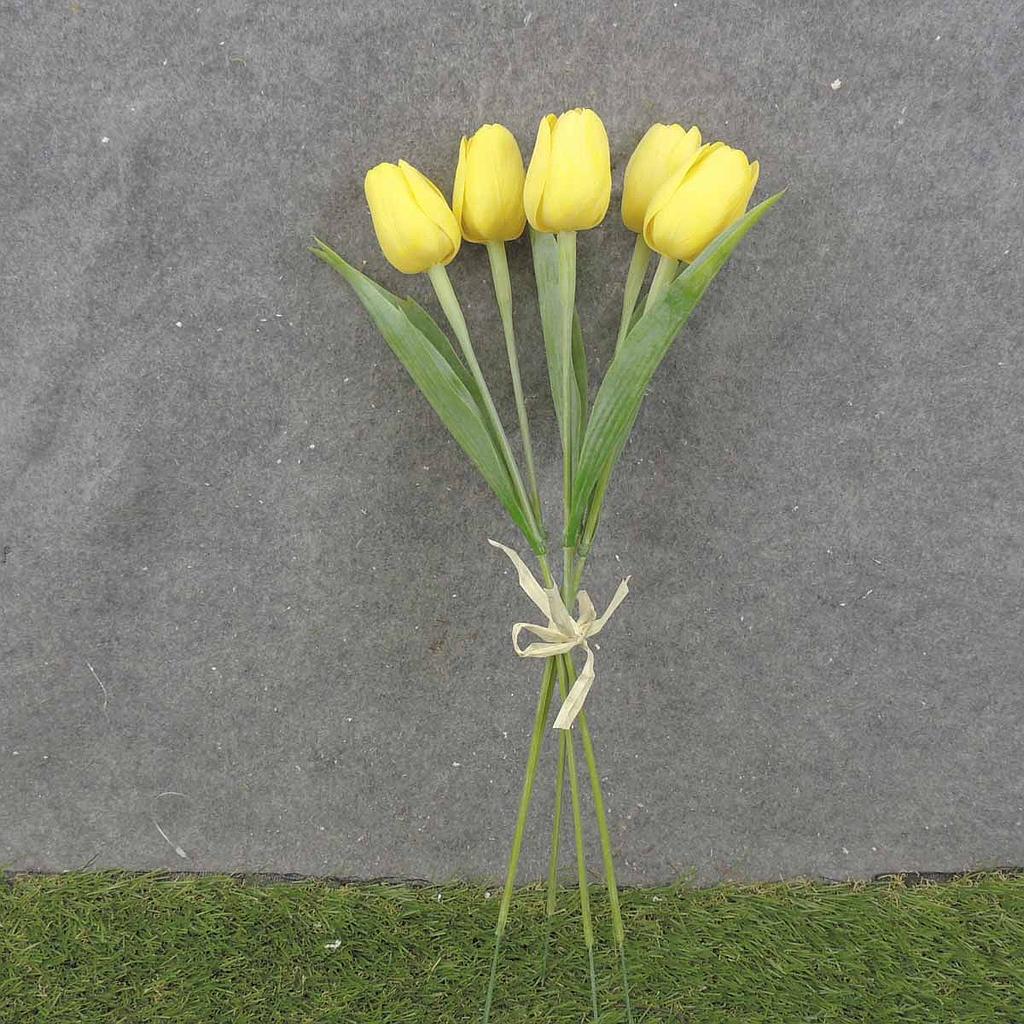 17" TULIP BUNDLE X5 YELLOW (PLASTIC)