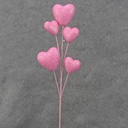 GLITTER HEART PICK X5 14"  PINK
