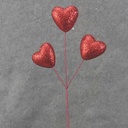 GLITTER HEART PICK X3 12"  RED