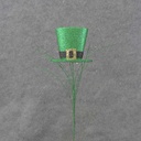 LEPRECHAUN HAT 5"x4" ON 12" PICK  GLITTERED