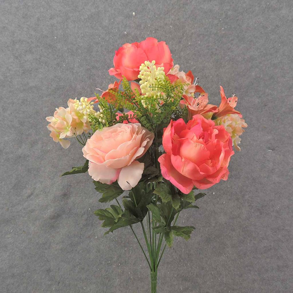 21" PEONY/ROSE/HYDRANGEA BUSH X14 CORAL/PEACH