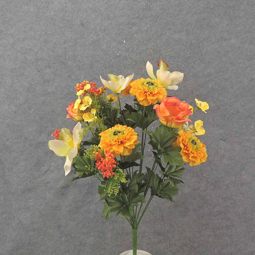 21.5" MARIGOLD/ROSE/ORCHID BUSH X18 ORANGE/YELLOW