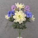 22" DAHLIA/HYDRANGEA/LILAC BUSH X14 W/EUC.  CREAM/PURPLE/LAVENDER