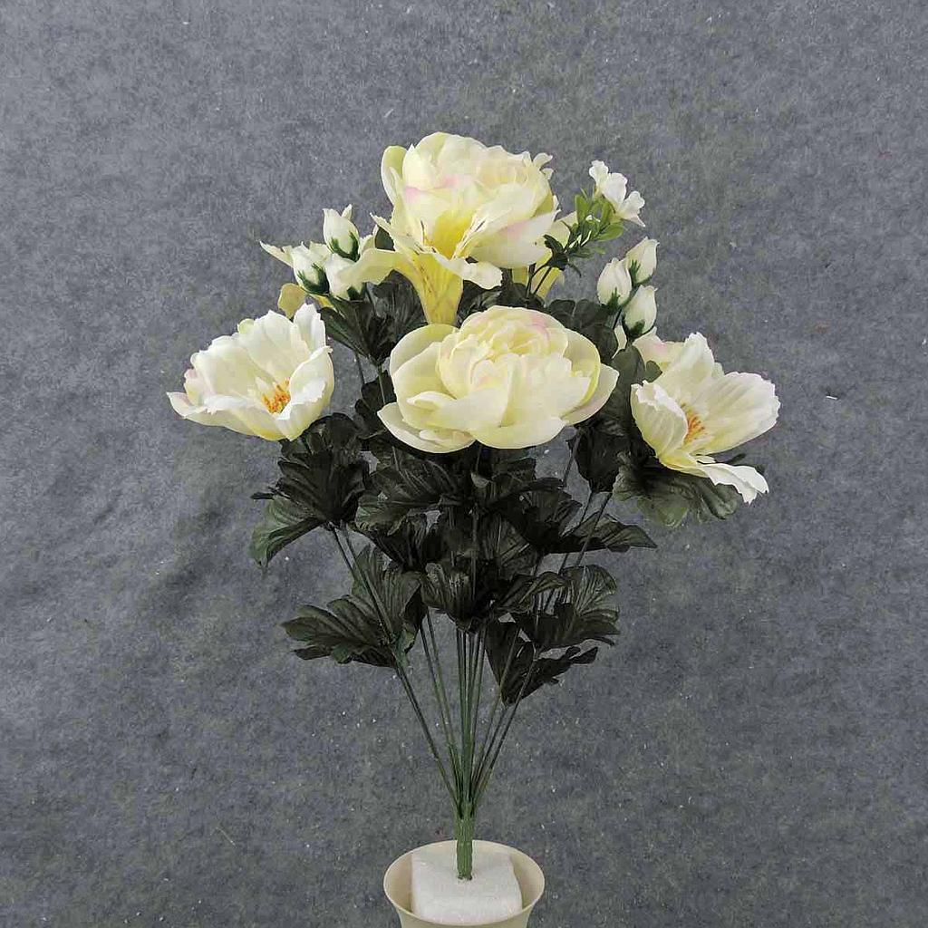 [SE0023-CRM] 22" PEONY/COSMOS/ALSTROMERIA BUSH X14  CREAM