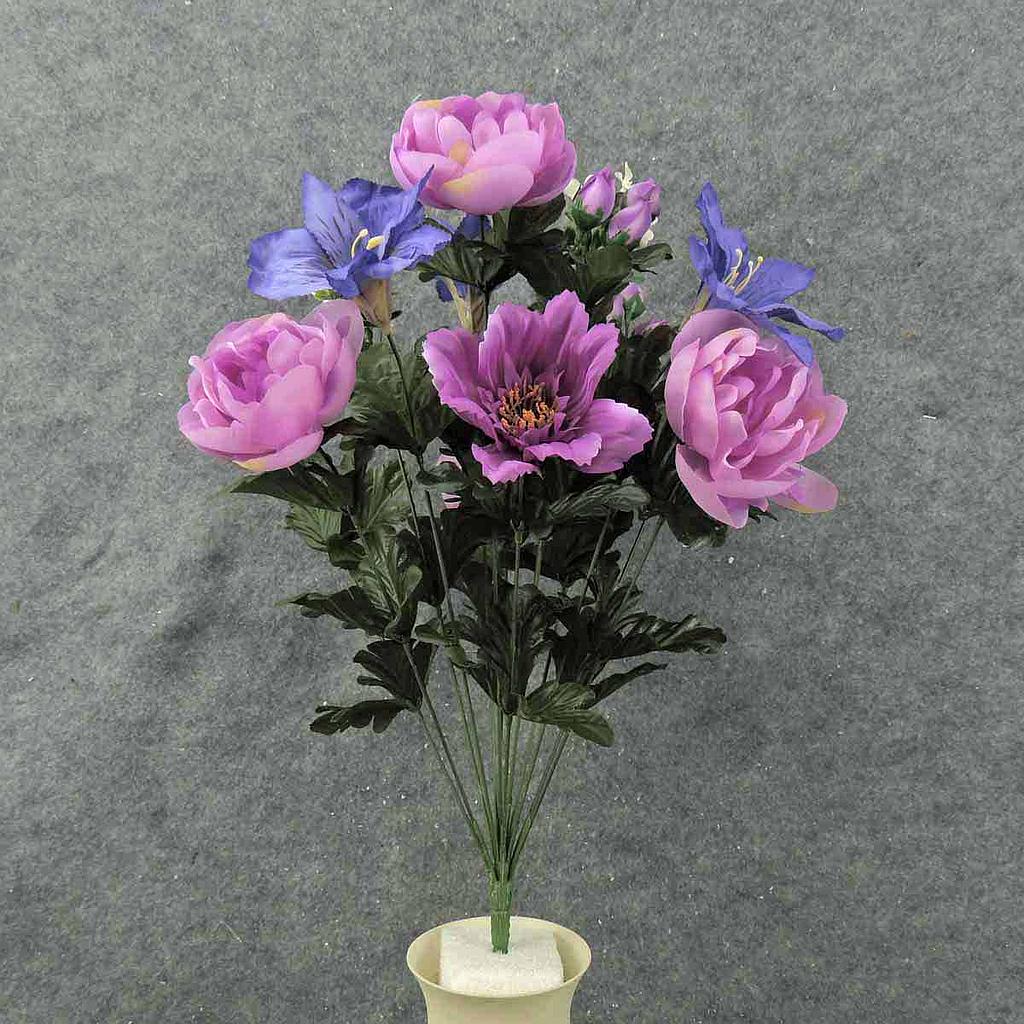 [SE0023-PUL] 22" PEONY/COSMOS/ALSTROMERIA BUSH X14  PURPLE/LILAC