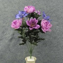 22" PEONY/COSMOS/ALSTROMERIA BUSH X14  PURPLE/LILAC