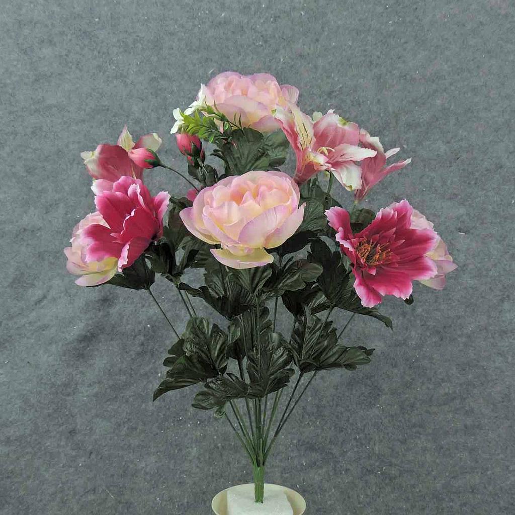 [SE0023-BPK] 22" PEONY/COSMOS/ALSTROMERIA BUSH X14  BEAUTY/PINK