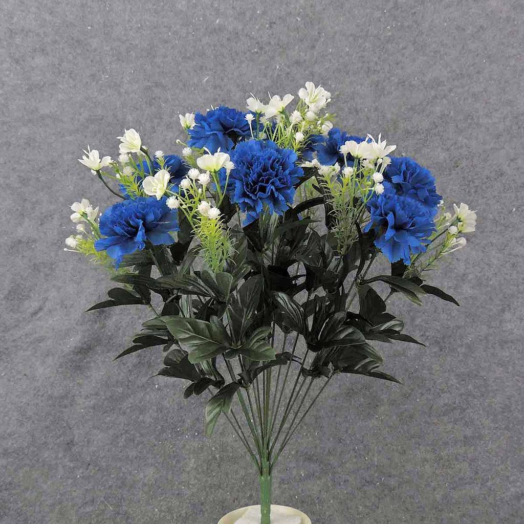 20&quot; CARNATION BUSH X18  BLUE/WHITE