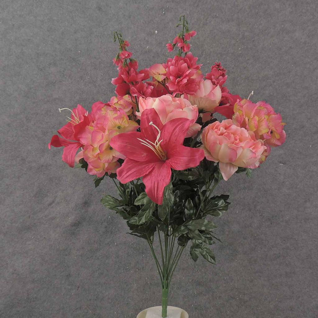24" PEONY/LILY/HYDRANGEA/DELPHINIUM BUSH X18  BEAUTY/PINK