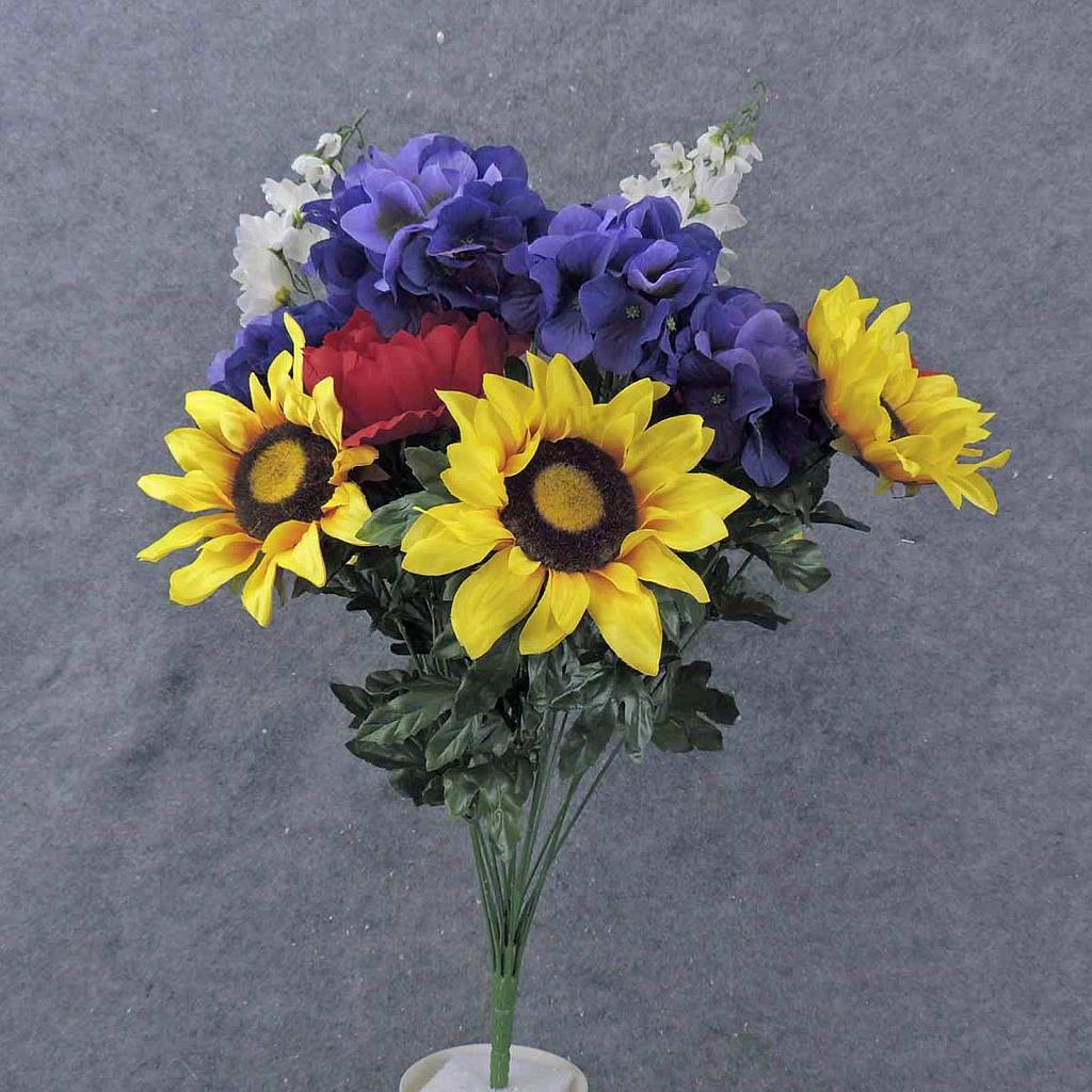 24" SUNFLOWER/PEONY/HYDRANGEA BUSH X18 YELLOW/RED/PURPLE