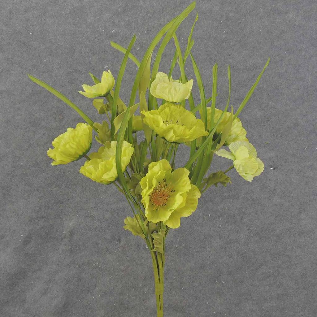 [SA0056-GRN] 21" POPPY BUSH X12 GREEN (SILK)