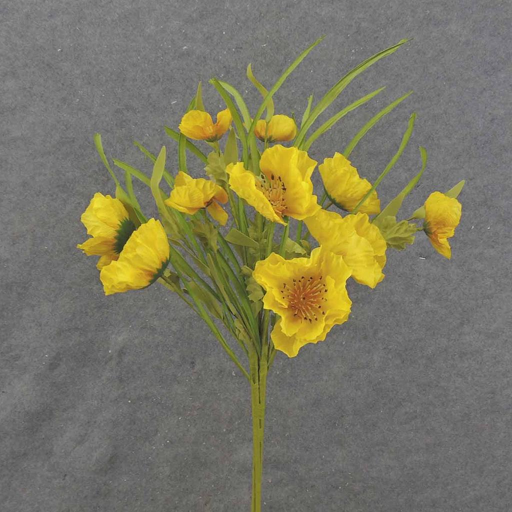21" POPPY BUSH X12 YELLOW (SILK)