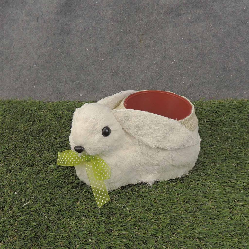 [SL0001] WHITE BUNNY W/ 4" PLANTER 