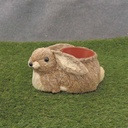 4" BROWN SISAL BUNNY W/ PLANTER