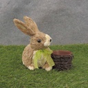 BROWN SISAL BUNNY W/ 2.5&quot; TWIG WRAPPED PLANTER