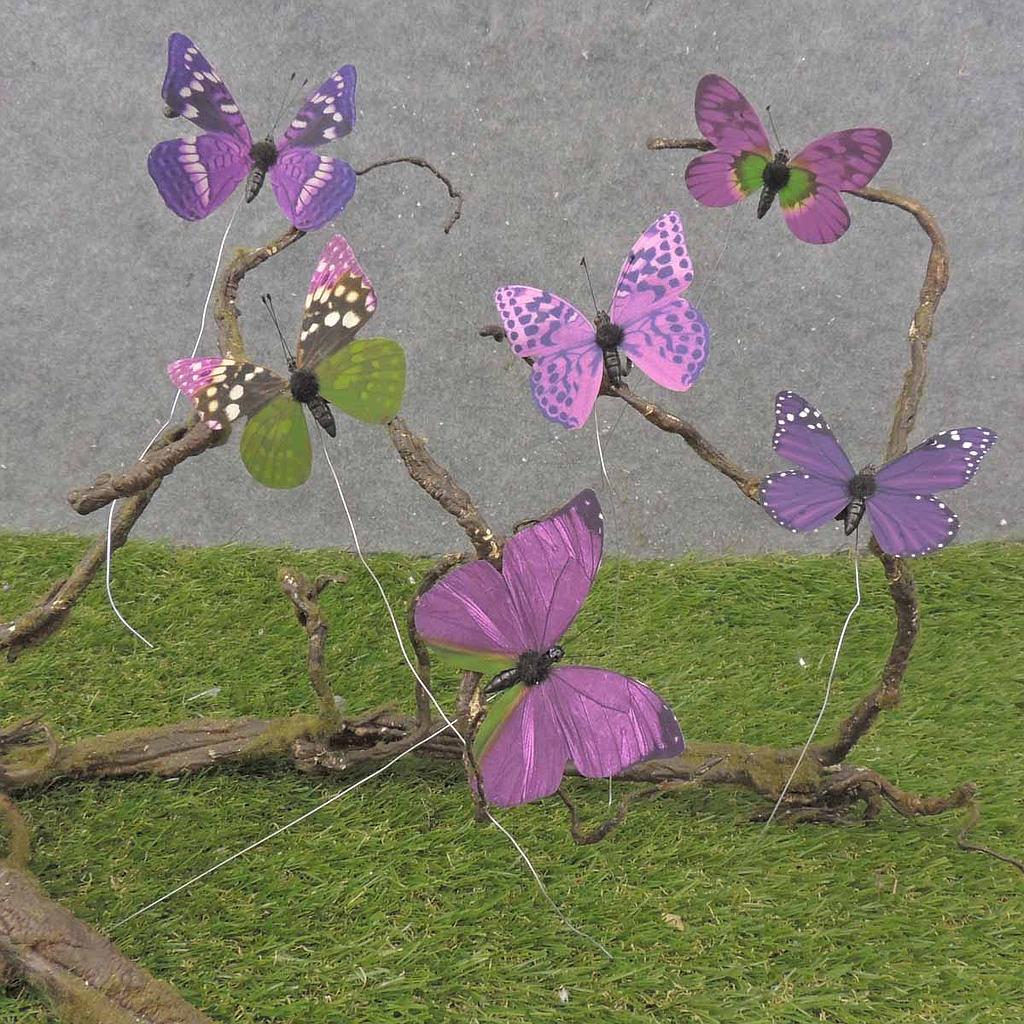 3" BUTTERFLIES PURPLE ASSORTED PRINTED