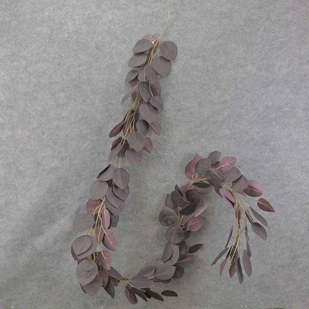 HEART SHAPE LEAF GARLAND 6'  PURPLE