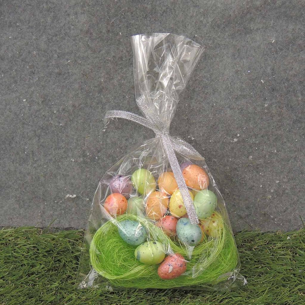 1&quot; ASSORTED EGGS IN BAG W/GRASS (24/BAG)