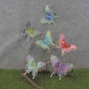 6.5" 6-ASST BUTTERFLIES W/GLITTER & GEMS  W/CLP