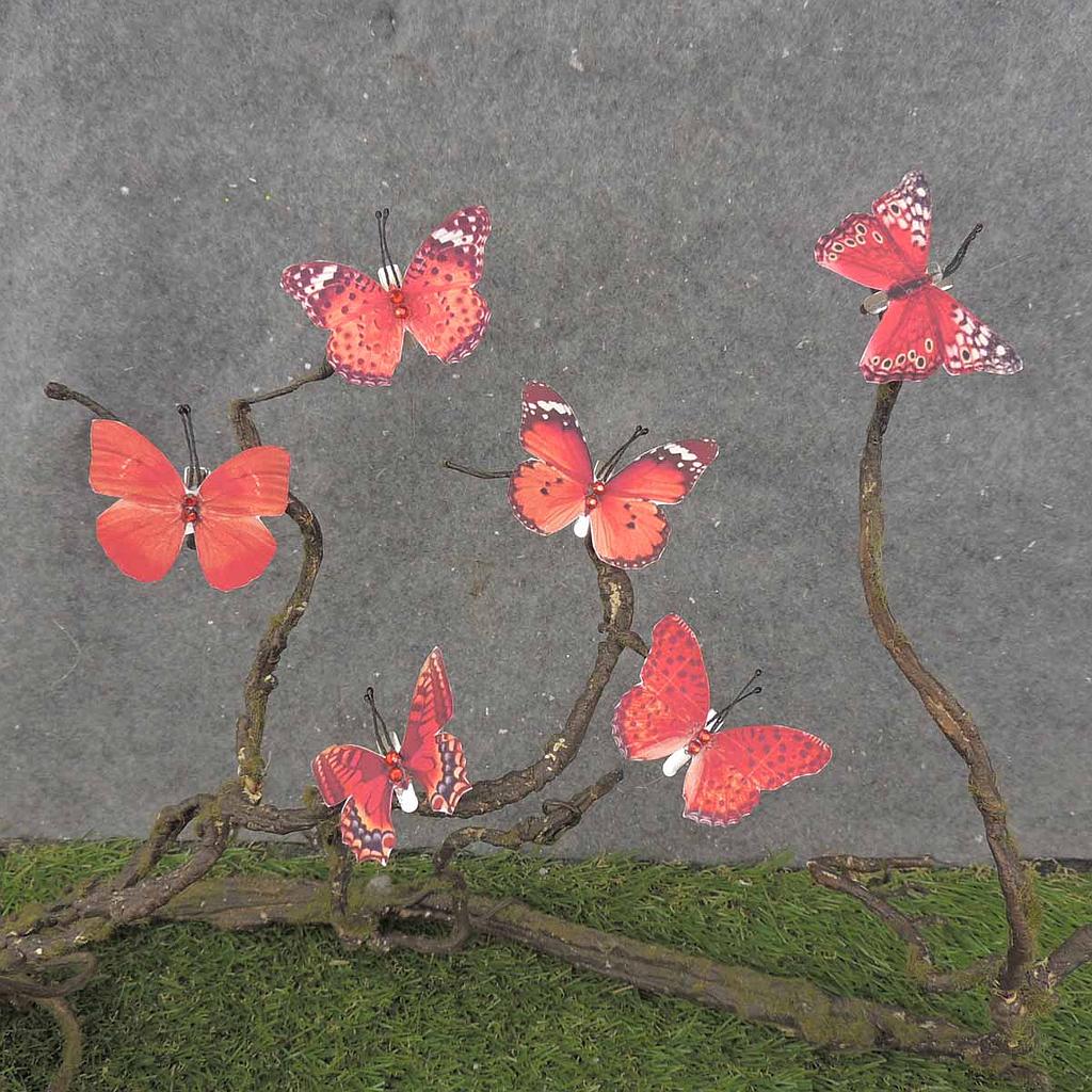2.25" 6-ASSORTED BUTTERFLIES W/GEMS RED MIX W/CLP
