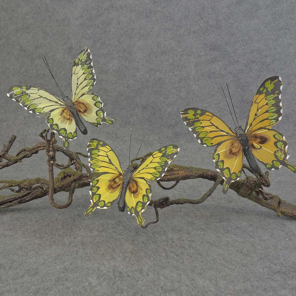 3" FEA BUTTERFLY 3-ASST W/WIRE YELLOW