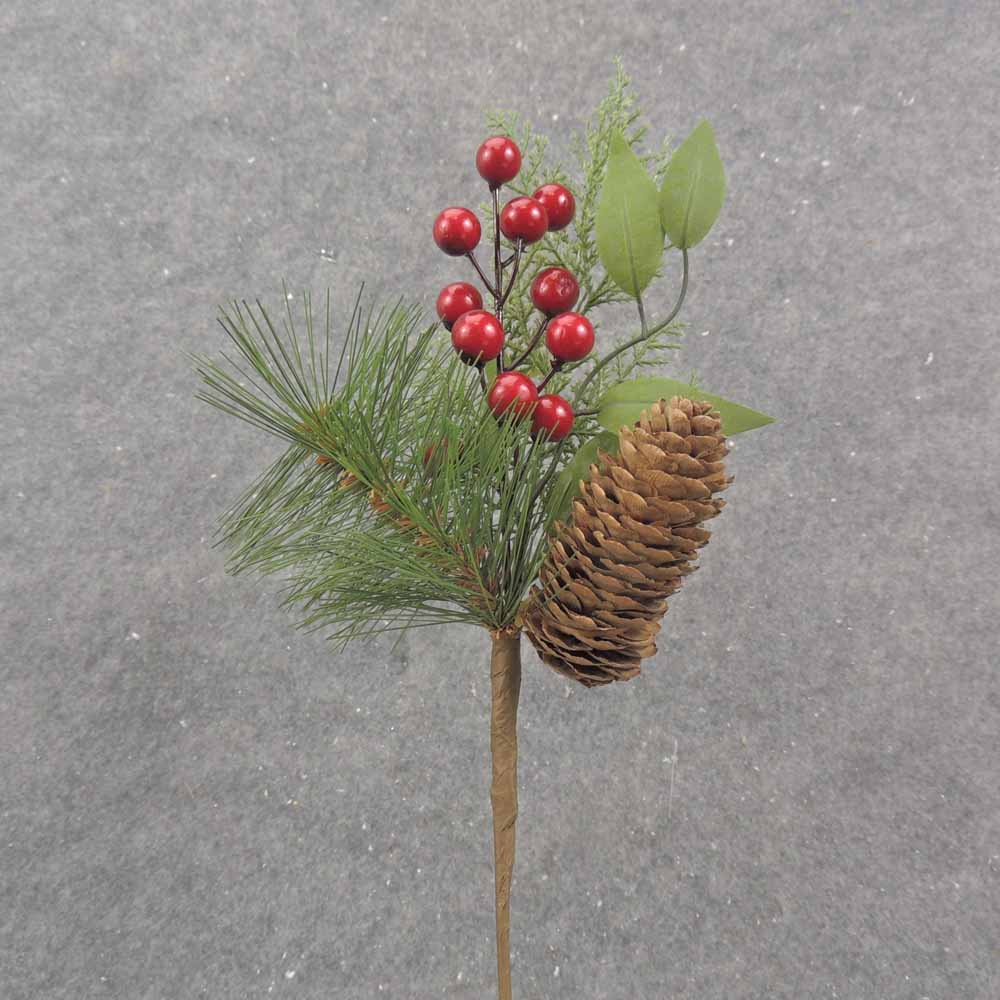 13&quot; PINE, BERRY, PINECONE PICK  RED