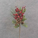 13" BERRY CLUSTER & PINE PICK W/PINECONE