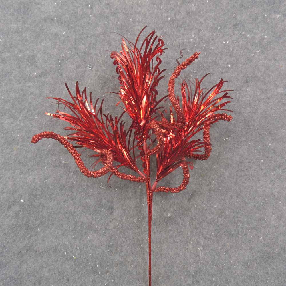 14" RED TINSEL & SEQUIN PICK