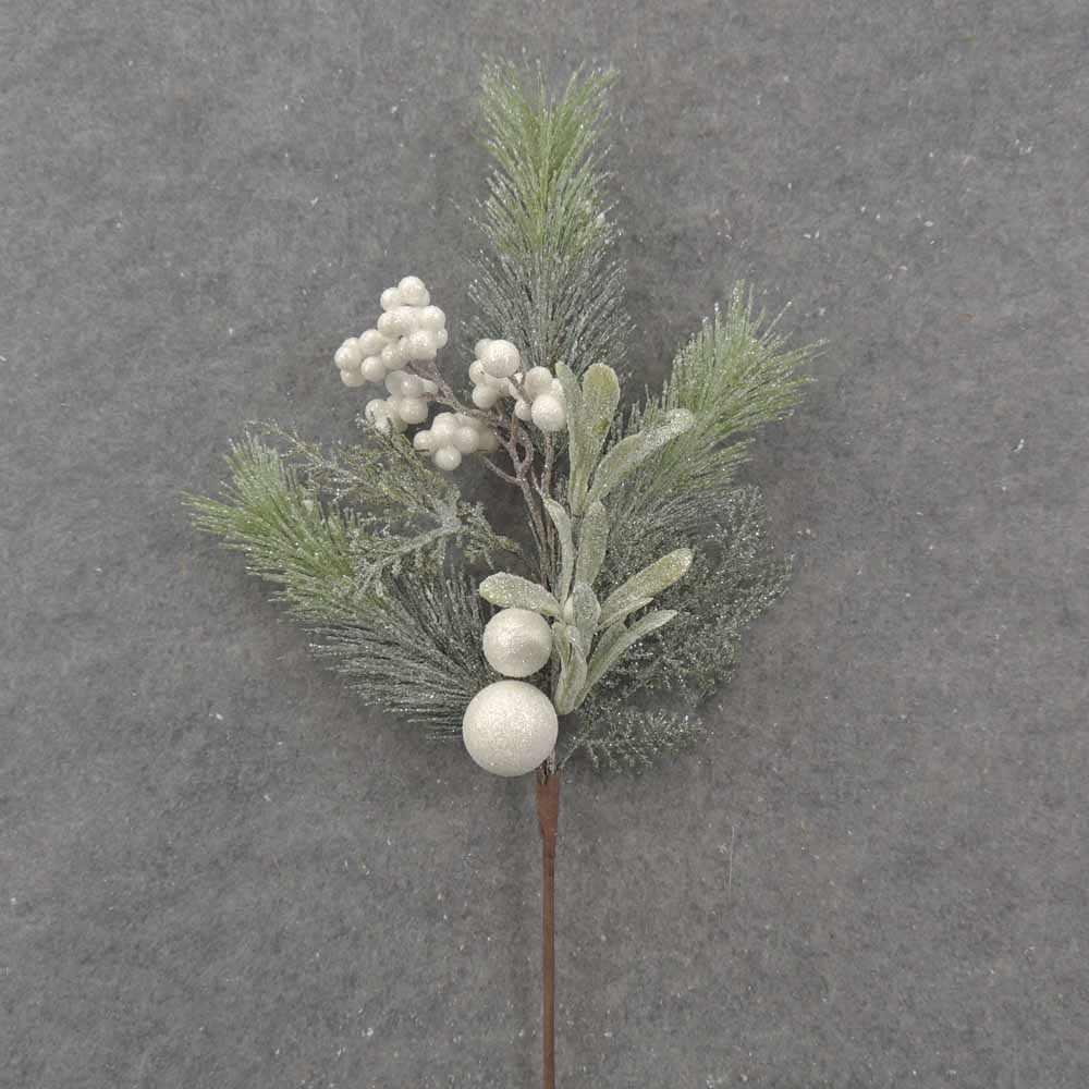 20" PINE & WHITE BERRY SPRAY W/SNOW