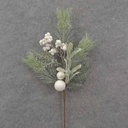 20" PINE & WHITE BERRY SPRAY W/SNOW