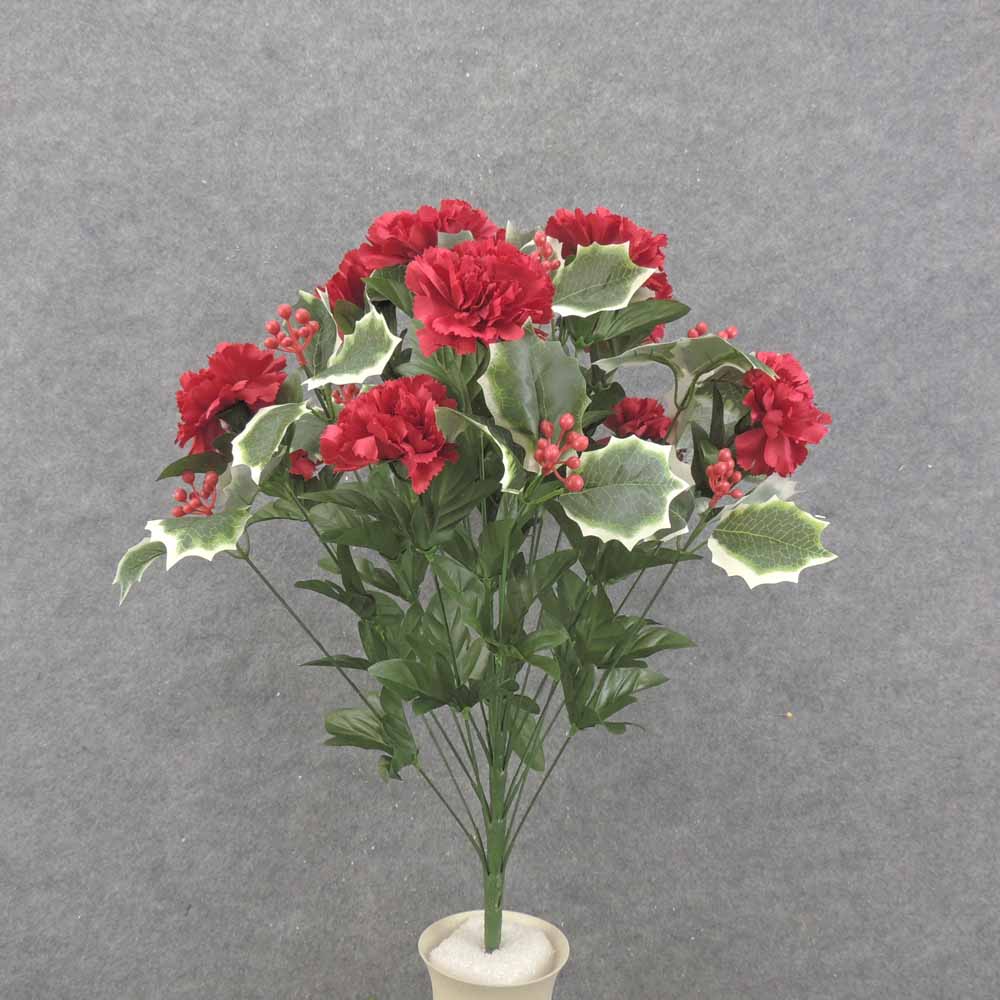 23&quot; CARNATION &amp; HOLLY BUSH W/BERRIES X24
