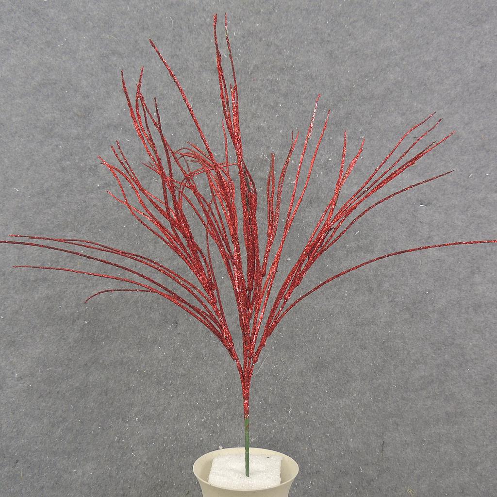 RED GLITTER GRASS BUSH X6