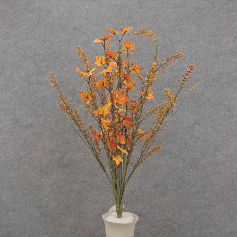 [SBF0024-ORG] 25" ORANGE HEATHER & MAPLE LEAF BUSH X12