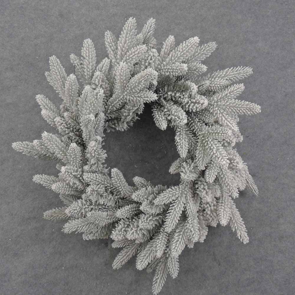 [XB0048-S] 24" FLOCKED WOODLAND PINE WREATH