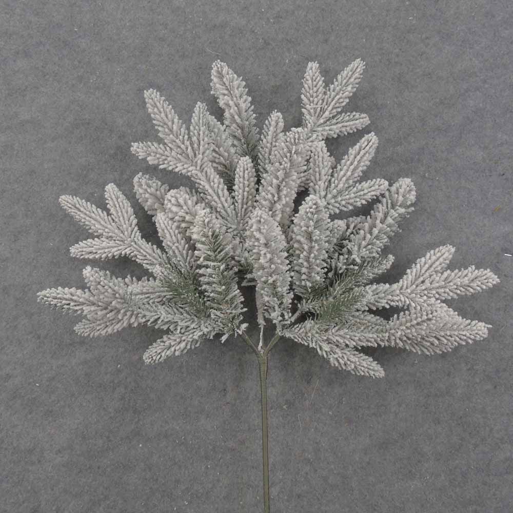 24" FLOCKED WOODLAND PINE SPRAY