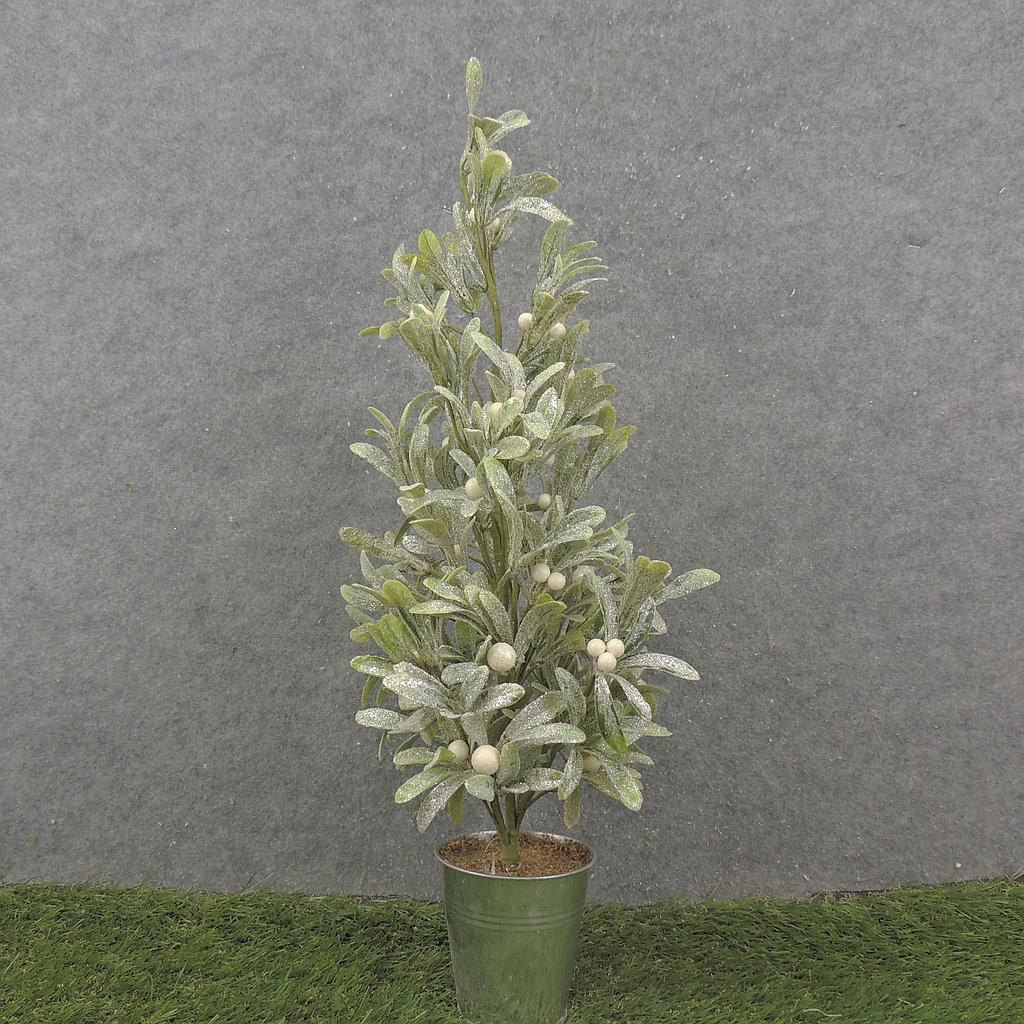 24" FROSTED MISTLETOE TREE WITH BERRIES