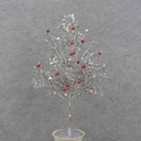 18" SILVER GLITTER EUCALYPTUS TREE W/RED & SILVER BALLS