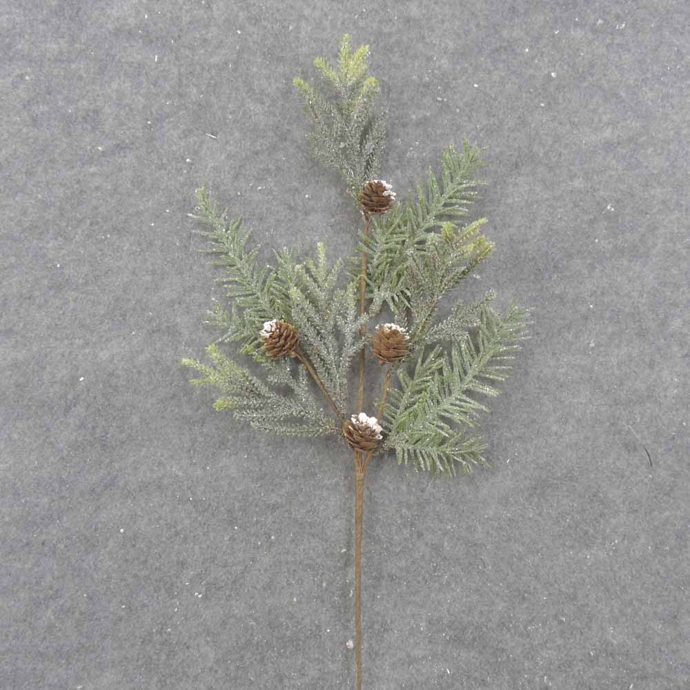 20" FROSTED PINE SPRAY W/CONES