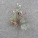 16&quot; MIXED PINE SPRAY W/CONES &amp; RED BERRIES