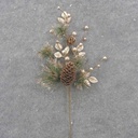 16" PINE & PINCONE SPRAY W/GOLD GLITTER EUCALYPTUS & BERRIES