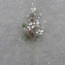 16" PINE & PINCONE SPRAY W/SILVER GLITTER EUCALYPTUS & BERRIES