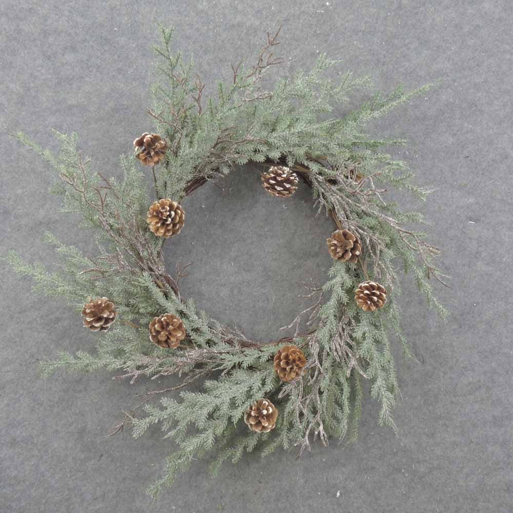 20&quot; PINE WREATH W/CONES &amp; TWIGS