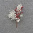 13&quot; FROSTED PINE &amp; BERRY PICK W/CONE &amp; EUCALYPTUS