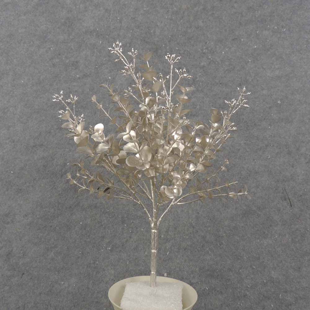 13" METALLIC EUCALYPTUS BUSH X5 CHAMPAGNE