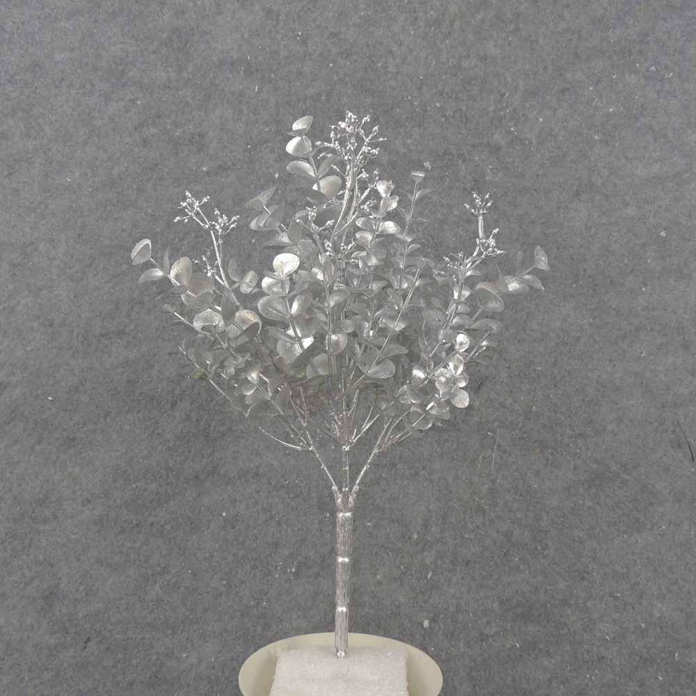 13" METALLIC EUCALYPTUS BUSH X5 SILVER