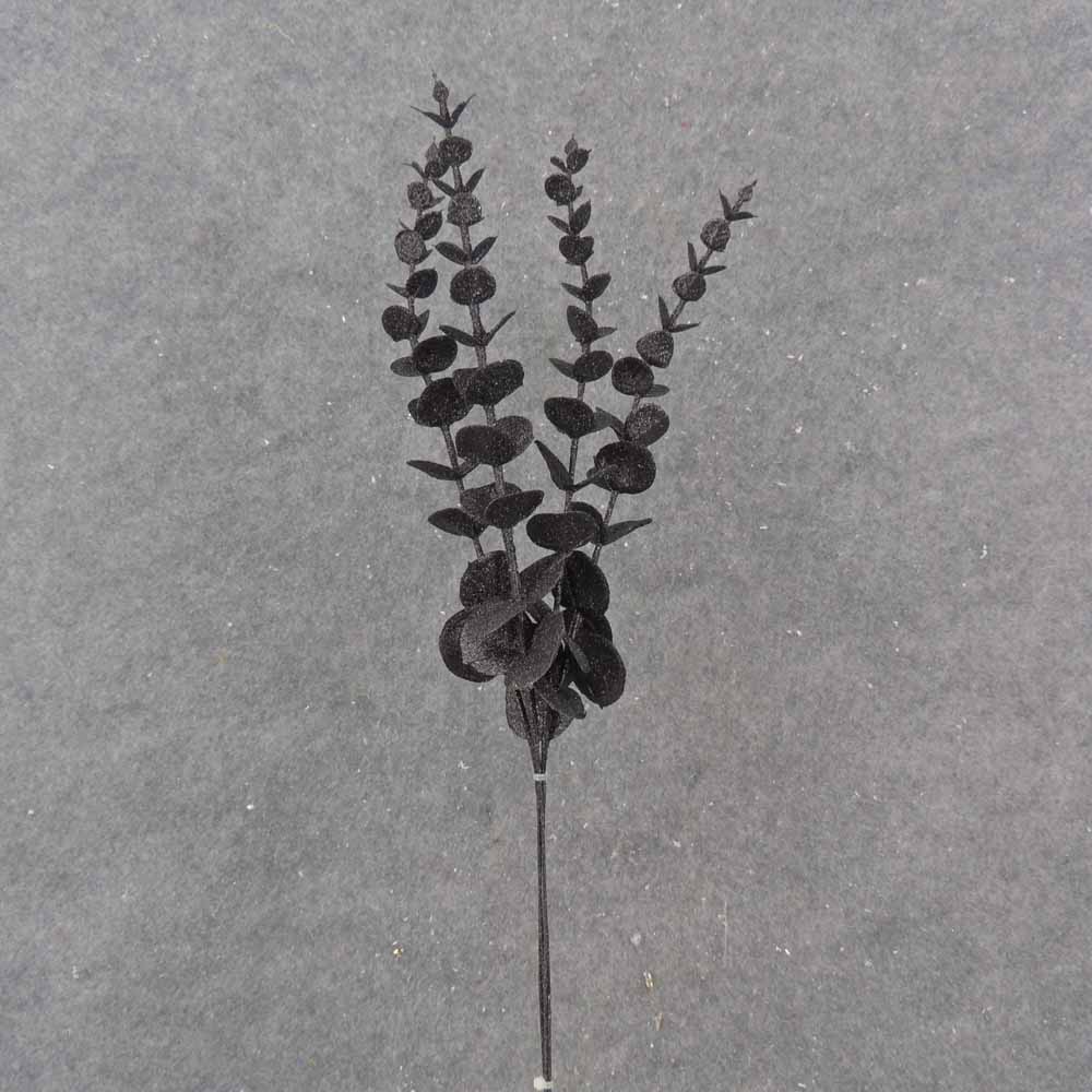 [XB0023-BLK] 19" BLACK GLITTER EUCALYPTUS BUNDLE X4