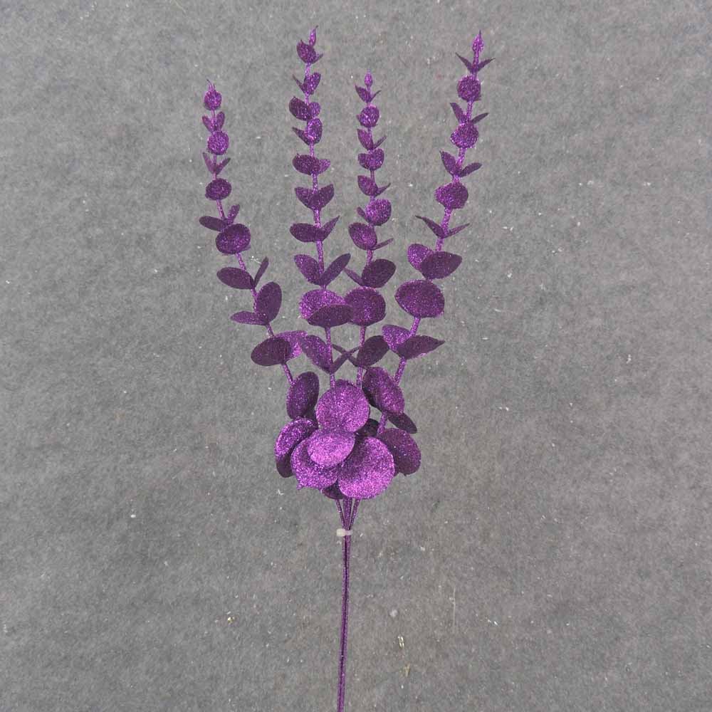 [XB0023-PUR] 19" PURPLE GLITTER EUCALYPTUS BUNDLE X4
