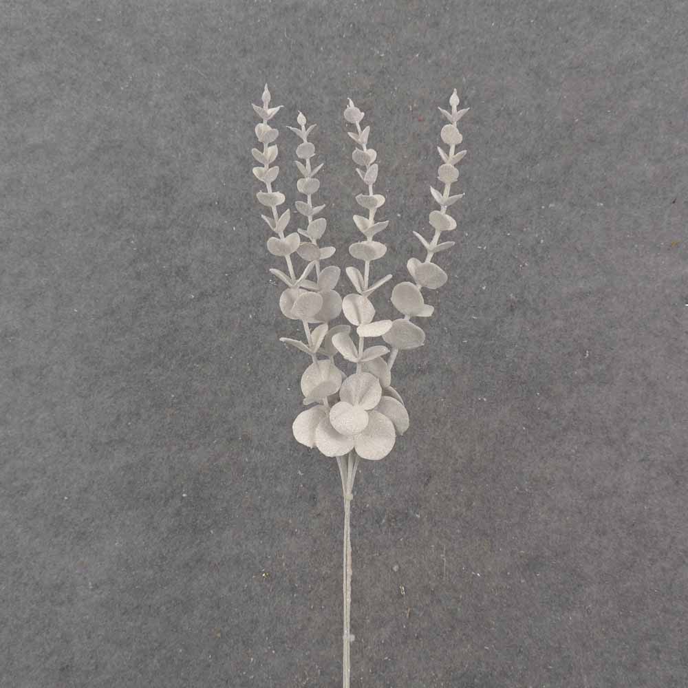 [XB0023-WHT] 19" WHITE GLITTER EUCALYPTUS BUNDLE X4