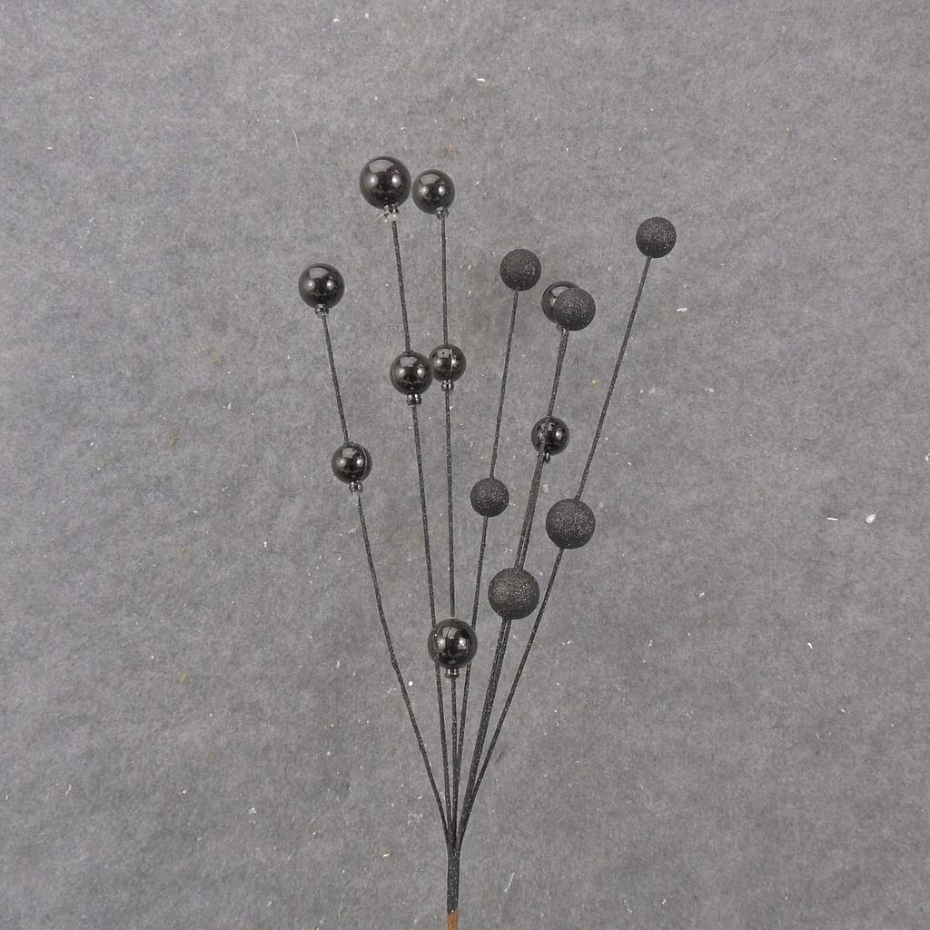 24" BLACK ORNAMENT & GLITTER BALL SPRAY X7
