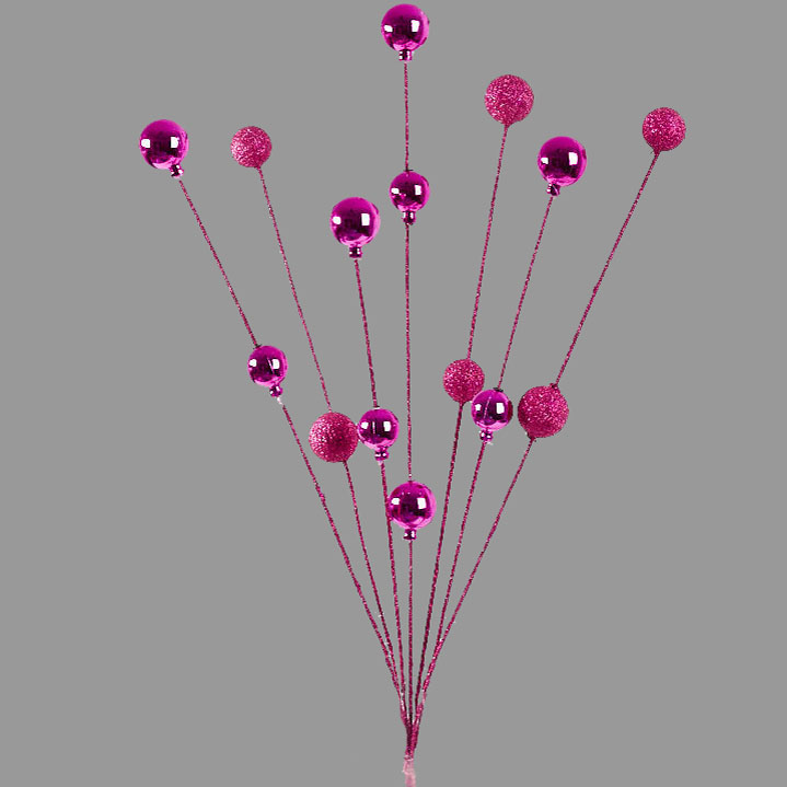 24" PINK ORNAMENT & GLITTER BALL SPRAY X7